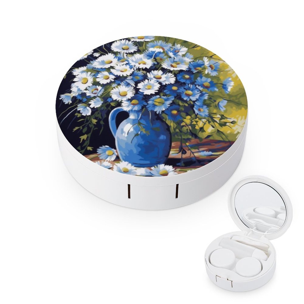 VHPVHP Contact Lenses Case Kit, Flower Acrylic Contact Lens Case with Mirror,Portable Contact Box Travel Kit with Tweezers Remover for Outdoor And Office Daily Use