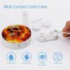 VHPVHP Contact Lenses Case Kit, Flame Rose Flowers Skull Contact Lens Case with Mirror,Portable Contact Box Travel Kit with Tweezers Remover for Outdoor And Office Daily Use view 3