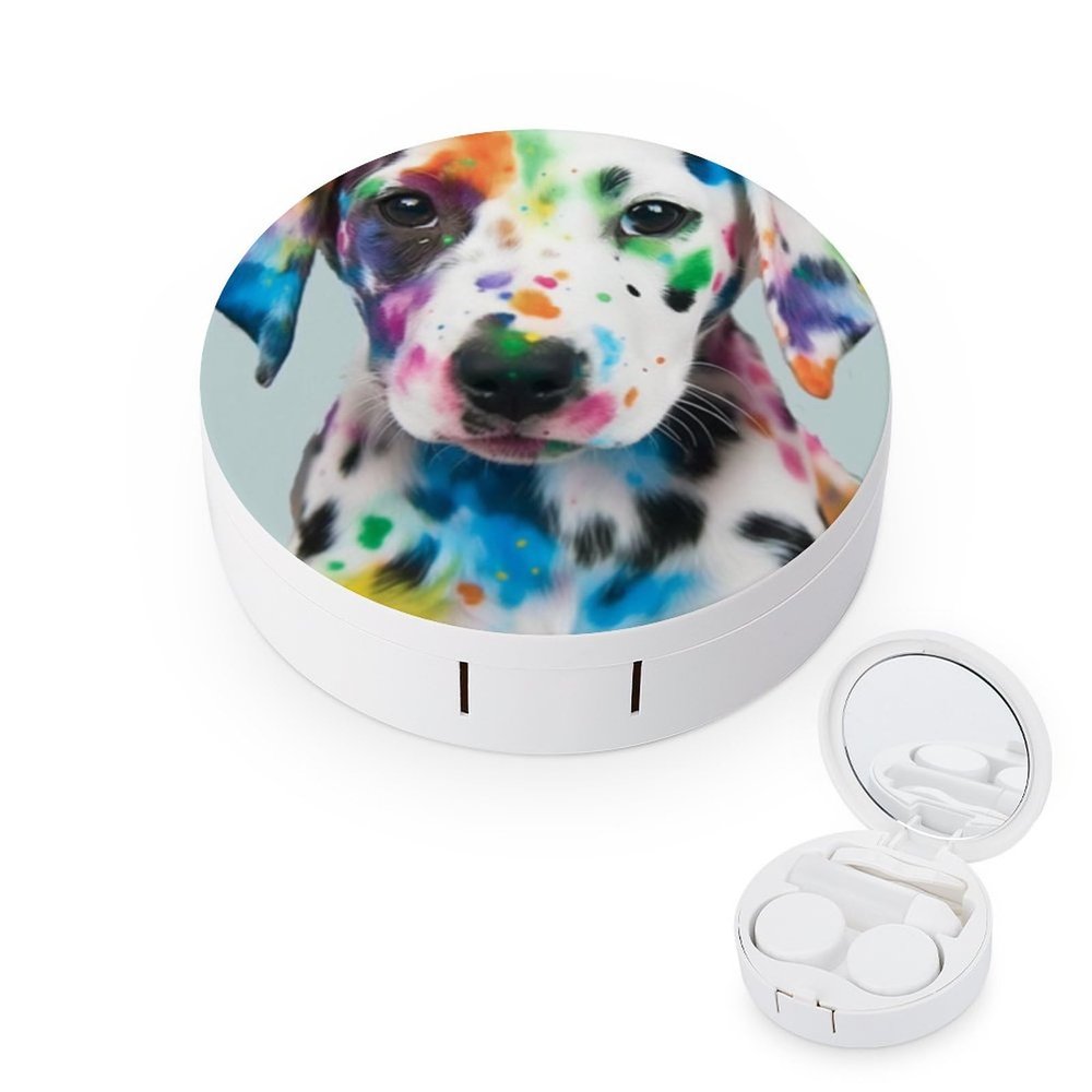 VHPVHP Contact Lenses Case Kit, Animal Dog Contact Lens Case with Mirror,Portable Contact Box Travel Kit with Tweezers Remover for Outdoor And Office Daily Use