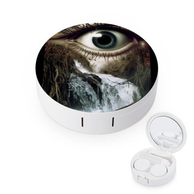 VHPVHP Contact Lenses Case Kit, Eye Scenery Contact Lens Case with Mirror,Portable Contact Box Travel Kit with Tweezers Remover for Outdoor And Office Daily Use