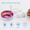 VHPVHP Contact Lenses Case Kit, Pink Jumping Dolphins Contact Lens Case with Mirror,Portable Contact Box Travel Kit with Tweezers Remover for Outdoor And Office Daily Use view 3