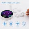 VHPVHP Contact Lenses Case Kit, Purple Rose Contact Lens Case with Mirror,Portable Contact Box Travel Kit with Tweezers Remover for Outdoor And Office Daily Use view 3