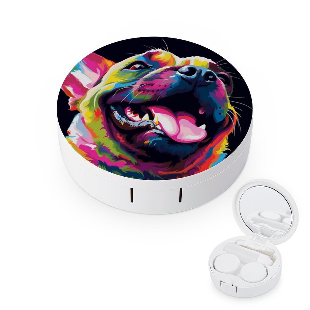 VHPVHP Contact Lenses Case Kit, Cute Dog Contact Lens Case with Mirror,Portable Contact Box Travel Kit with Tweezers Remover for Outdoor And Office Daily Use