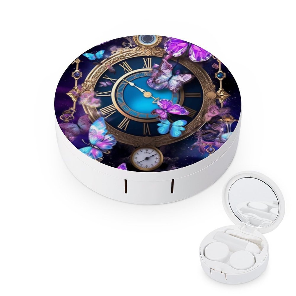 VHPVHP Contact Lenses Case Kit, Butterfly Dreamcatcher Contact Lens Case with Mirror,Portable Contact Box Travel Kit with Tweezers Remover for Outdoor And Office Daily Use