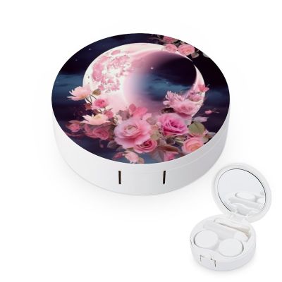 VHPVHP Contact Lenses Case Kit, Butterfly And Moon Pink Contact Lens Case with Mirror,Portable Contact Box Travel Kit with Tweezers Remover for Outdoor And Office Daily Use