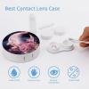 VHPVHP Contact Lenses Case Kit, Butterfly And Moon Pink Contact Lens Case with Mirror,Portable Contact Box Travel Kit with Tweezers Remover for Outdoor And Office Daily Use view 3