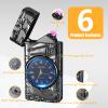COMANYI Electric Lighter with Plasma Arc, Windproof USB Rechargeable Lighter with Cool Design, Clock Dial, Flashlight, Power Display for Outdoor Daily Use, Gift for Men Women (Sailboat, Black) view 3