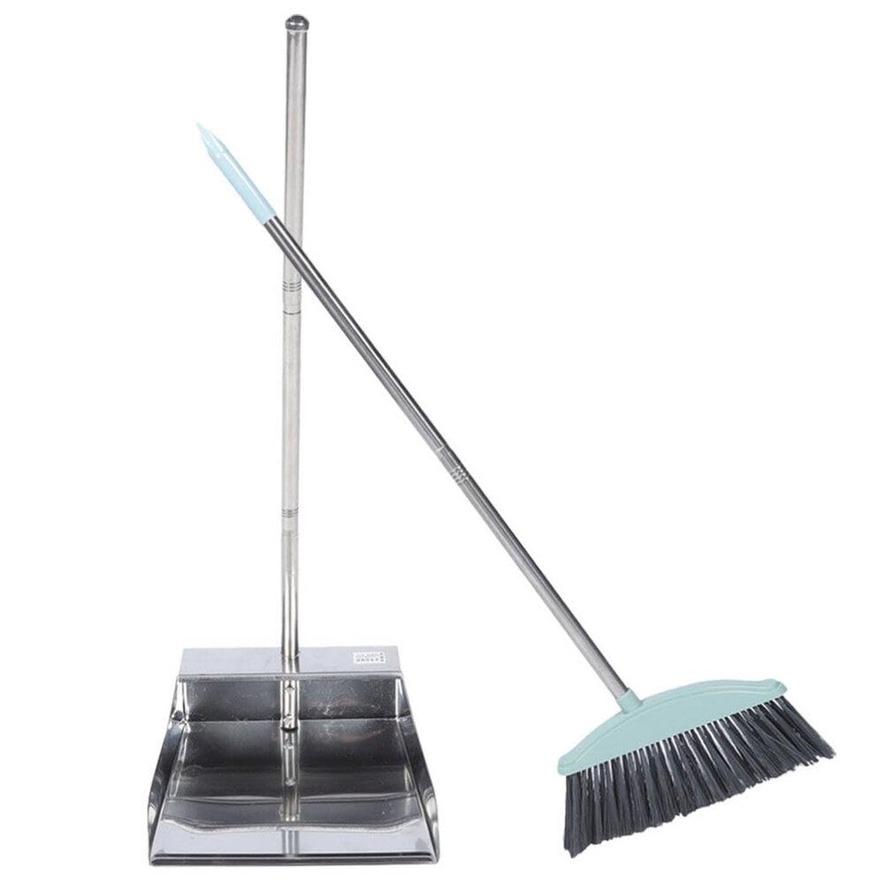 Cabilock Dust Pan Broom Set Dust Broom with Long Handle Floor Cleaning Kit House Cleaning Tools Long Handle