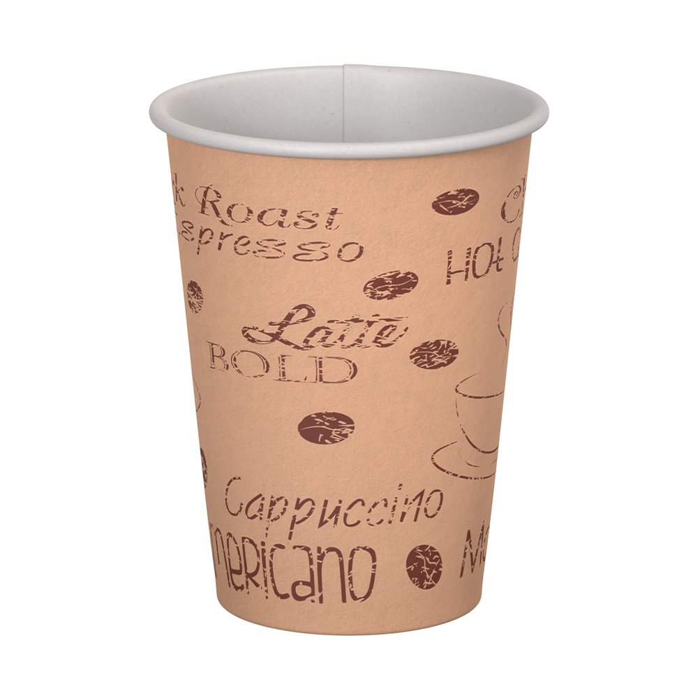 10 oz. Cafe Print Poly Paper Hot Disposable Coffee/Tea Cup - 1000/Case, for Coffeehouse, Cafe, Party, Concert, Club