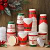 Jetec 100 Pcs Christmas Coffee Cups Disposable Hot Cocoa Christmas Paper Cups in Snowman Santa Belt Design for Coffee Tea Beverage Dinner holiday Party Supplies(12 oz) view 1
