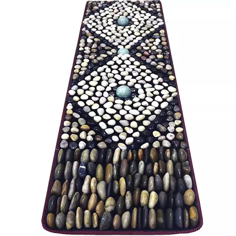 GRRICEPL Pebble Foot Massage Cushion, Foot Massage Mat, Natural Jade Stone Road, Foot Massage Walking Plate, Home Shiatsu Board (Color : Multi-Colored-A, Size : 40x150cm)