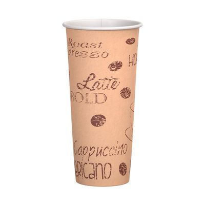 24 oz. Caf Print Poly Paper Hot Disposable Coffee/Tea Cup - 1000/Case, for Coffeehouse, Cafe, Party, Concert, Club