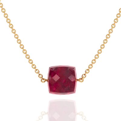 ABSHEL Ruby Necklace for Women, Premium Gold Cube Necklaces for Women - Tarnish Free 18K Gold Vermeil Certified S925 Classic Statement Gold Jewelry for Women - Perfect Mothers Day Gifts for Mom Wife