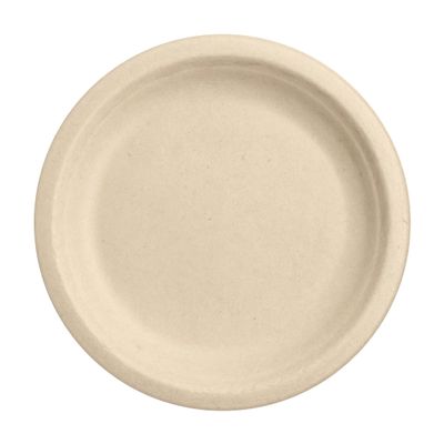 Responsible Products 7 inch Round Plates, Tree-Less Compostable Molded Fiber Round Plates, Extra Strength, Tree-Free and Made Without PFAS, Brown (50 Count)