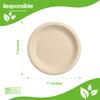 Responsible Products 7 inch Round Plates, Tree-Less Compostable Molded Fiber Round Plates, Extra Strength, Tree-Free and Made Without PFAS, Brown (50 Count) view 2