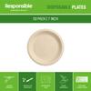 Responsible Products 7 inch Round Plates, Tree-Less Compostable Molded Fiber Round Plates, Extra Strength, Tree-Free and Made Without PFAS, Brown (50 Count) view 3