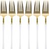 Blue Sky Infinity Flatware Gold & White Dinner Forks - 20 Count | Chic Disposable Plastic Cutlery for Elegant Events and Parties view 1