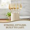 Blue Sky Infinity Flatware Gold & White Dinner Forks - 20 Count | Chic Disposable Plastic Cutlery for Elegant Events and Parties view 3