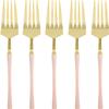 Blue Sky Infinity Flatware Gold & Pink Salad Forks - 20 Count | Luxurious Disposable Plastic Cutlery for Parties and Events view 1