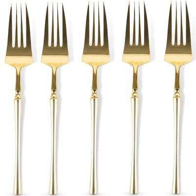 Blue Sky Infinity Flatware Gold Disposable Dinner Forks - 32 Count | Luxurious Premium Plastic Cutlery for Elegant Events & Gatherings
