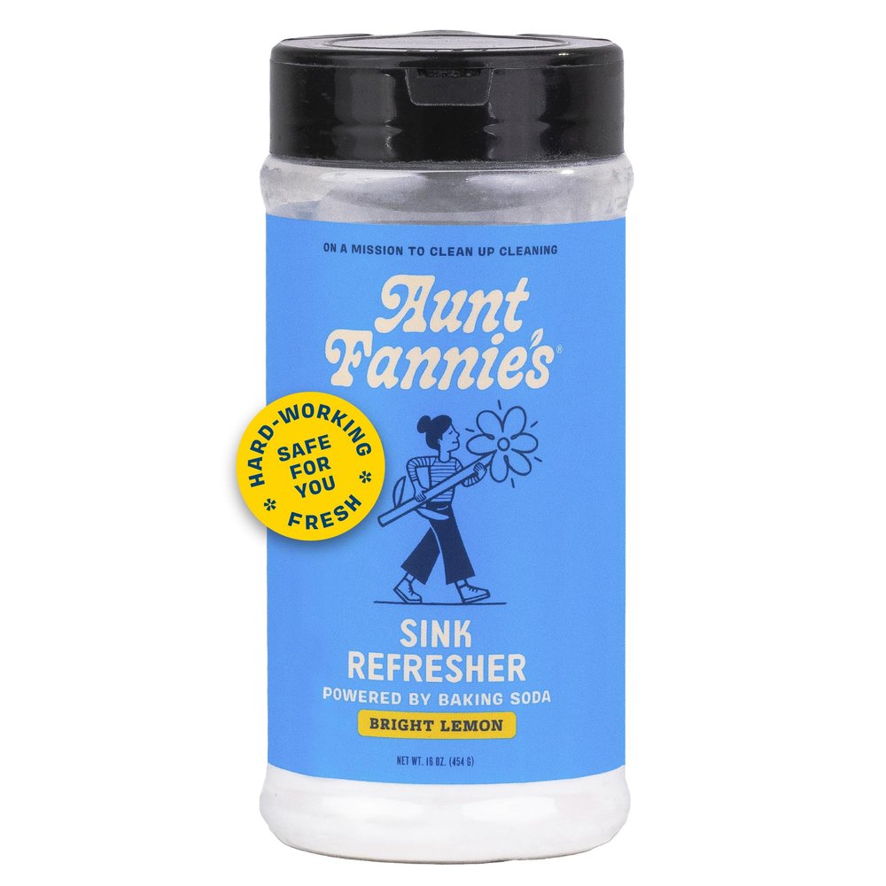 Aunt Fannie's Sink Refresher, Bright Lemon Powder Scrub and Odor Minimizer for Sinks, Drains and Garbage Disposals, 16 Ounces (Pack of 1)