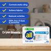 all Fabric Softener Dryer Sheets for Sensitive Skin, Free Clear, 195 Count view 2