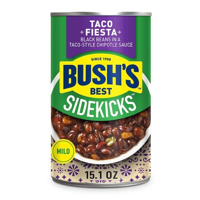 Bush's Best Taco Fiesta Black Beans, Source of Plant Based Protein and Fiber, Low Fat, Gluten Free, Taco-Style Chipotle Sauce, 15.1 Ounce (Pack of 4)