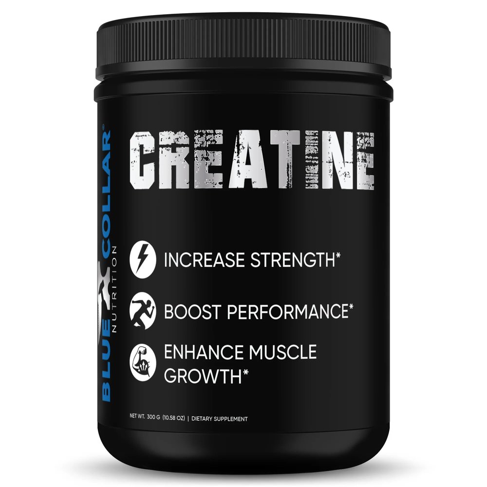 Blue Collar Nutrition Creatine Monohydrate Easy Dissolves 300g, Pre-Workout Unflavored Creatine Powder for Men, Helps Boost Performance, Increase Strength & Speed Up Muscle Recovery (60 Servings)