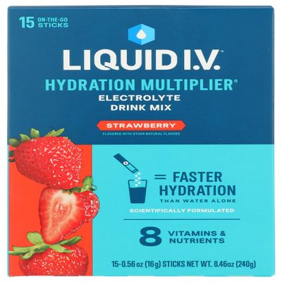 Liquid I.V. Hydration Multiplier, Electrolyte Drink Mix (Strawberry, 15 Count)