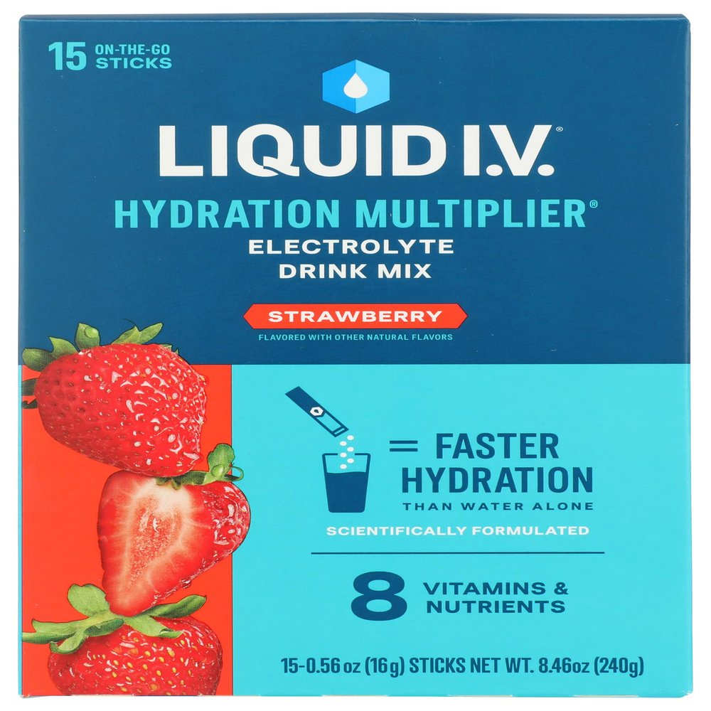 Liquid I.V. Hydration Multiplier, Electrolyte Drink Mix (Strawberry, 15 Count)