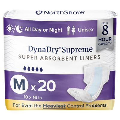 NorthShore DynaDry Supreme Liners for Men and Women, Medium, Pack/20