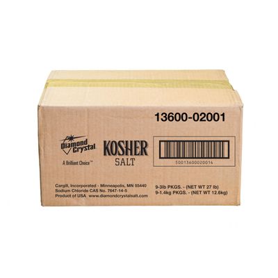 Diamond Crystal Kosher Salt  Full Flavor, No Additives - Pure and Natural Since 1886-3 LB (Full Case of 9)