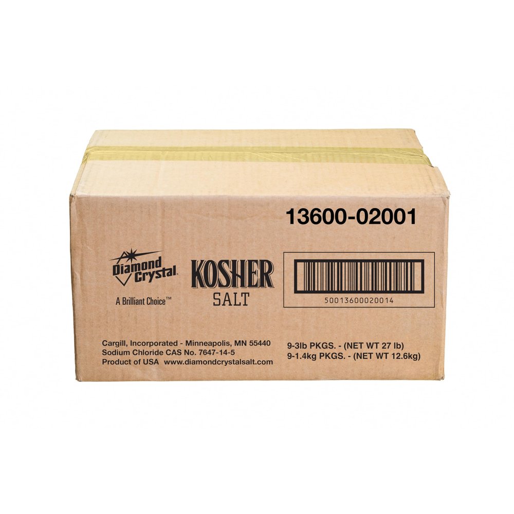 Diamond Crystal Kosher Salt  Full Flavor, No Additives - Pure and Natural Since 1886-3 LB (Full Case of 9)