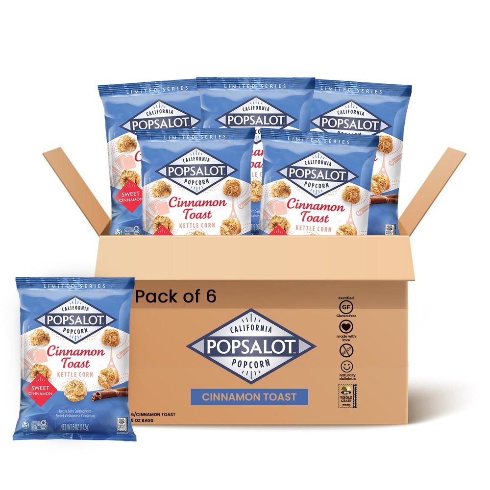 Popsalot-Gourmet Popcorn | Oven-Baked | Gluten-Free | Air-Popped | Flavored Popcorn Gourmet | Popcorn Snack Packs | Pop-Corn Snack Ready to Eat in Every Movement (Cinnamon Toast)