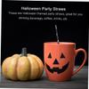 BESTOYARD 50 Pcs 2 Packages Halloween Straws Black Trim Coffee Decor Orange Decor Jumbo Long Straws Paper Straws Halloween Party Straws Paper Drinking Straws Disposable Decoration Milk Props view 3