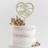 Wooden Gold Mr Mrs Wedding Cake Toppers Party Decors Decoration Double Sided Anniversary (Heart) view 1