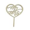 Wooden Gold Mr Mrs Wedding Cake Toppers Party Decors Decoration Double Sided Anniversary (Heart) view 2