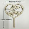 Wooden Gold Mr Mrs Wedding Cake Toppers Party Decors Decoration Double Sided Anniversary (Heart) view 3