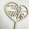 Wooden Gold Mr Mrs Wedding Cake Toppers Party Decors Decoration Double Sided Anniversary (Heart) view 4