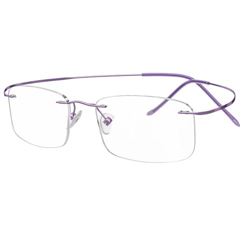 Eyekepper Titanium Rimless Reading Glasses Readers for Women Purple +1.50
