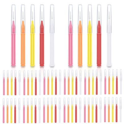 75 Pieces Braces Brush for Tooth Dental Tooth Flossing Braces Brush Toothpick for Interdental Cleaning Oral Tooth Cleaning Tool for Dental Hygiene Bendable Flosser Head Tooth Cleaner 5 Colors Floss