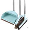 Broom and Dustpan Set Broom Dustpan Combo,Dust Pan Household Broom Mane Bristle Floor Squeegee Blue N-3x Three Pcs -Round view 1