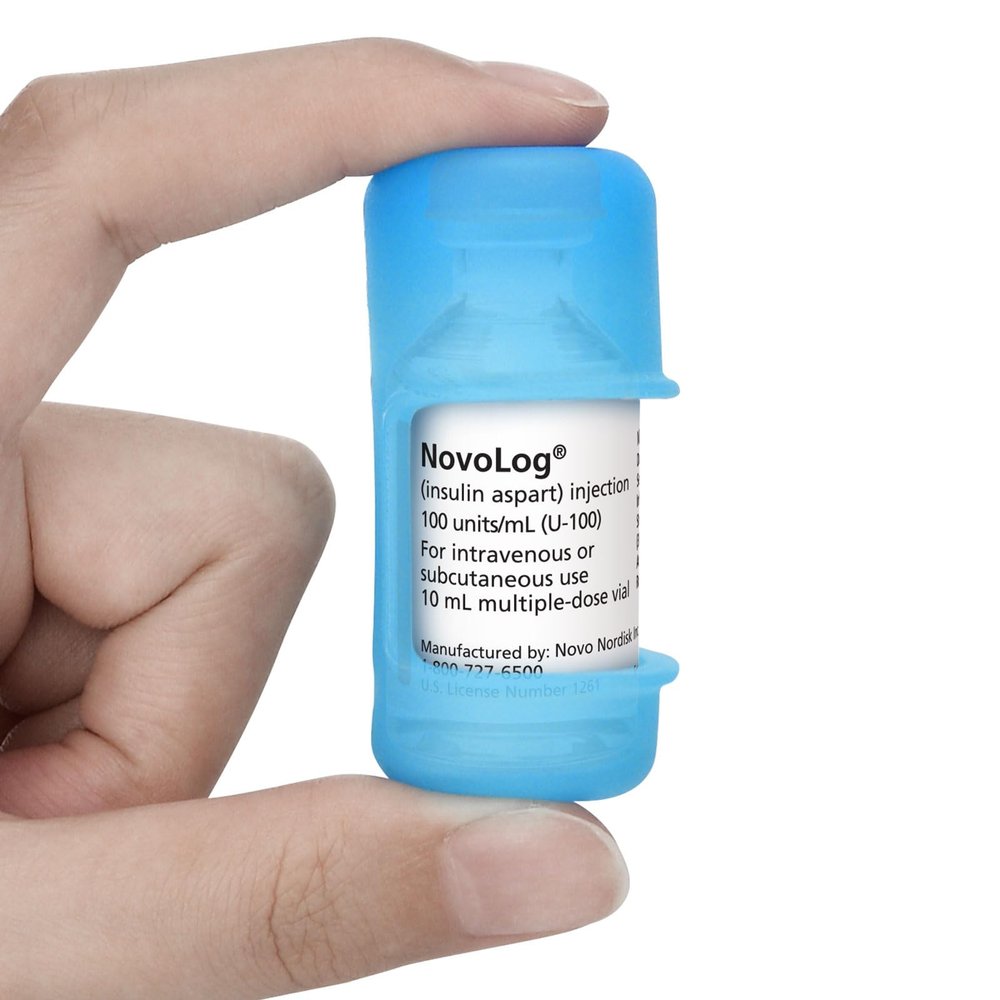 APDTEK Insulin Vial Protector Case for 10ML Short Vials (Novolog/Humalog/Humulin), Anti-Break Insulin Case Holder, Convenient Insulin Bottle Protector Sleeve for Diabetic Travel - Blue