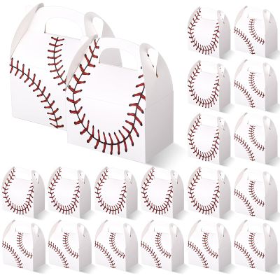 Aoriher 30 Pcs Baseball Treat Boxes Baseball Party Favors Sports Theme Party Gift Boxes with Handles