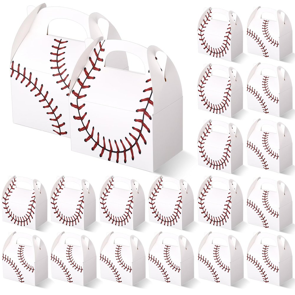 Aoriher 30 Pcs Baseball Treat Boxes Baseball Party Favors Sports Theme Party Gift Boxes with Handles