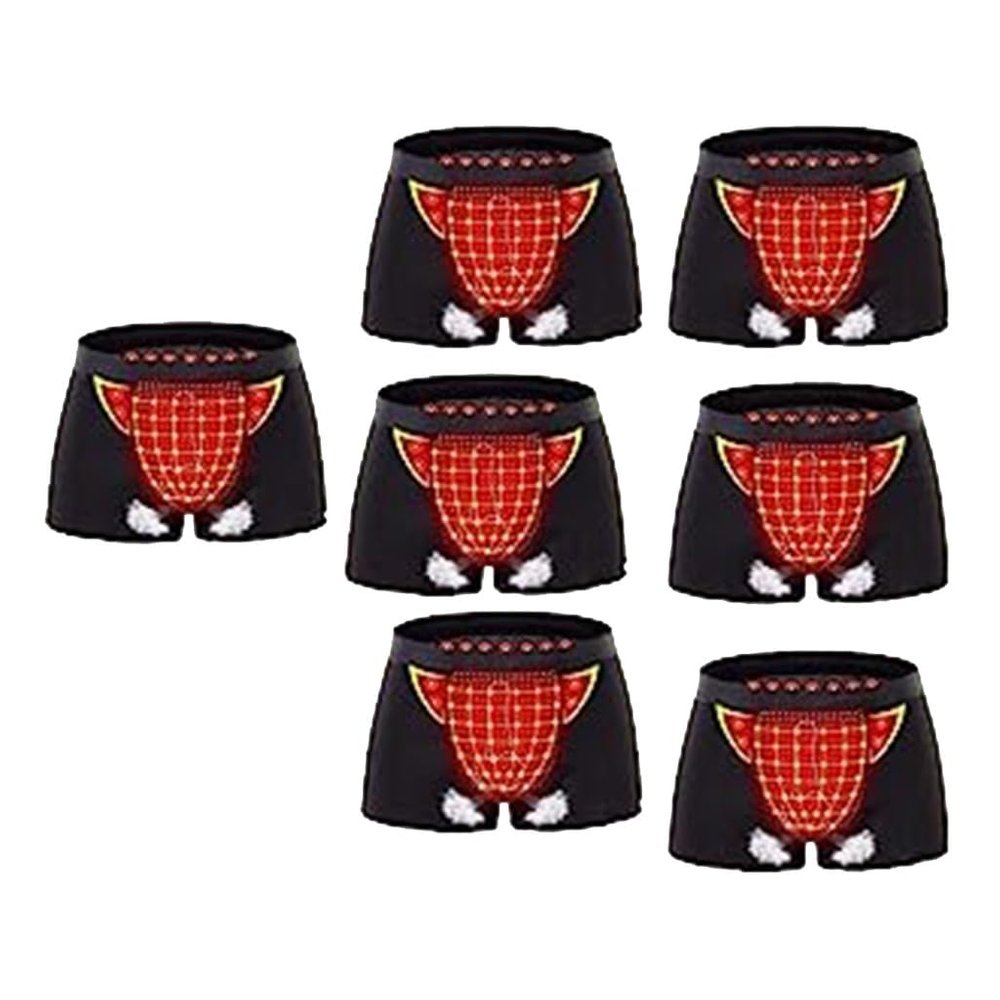 POCHY 7 Pcs Men's Physiological Enlargement Underwear Magnetic Therapy Prostate Panties Tourmaline Health Care Boxer (Color : Black, Size : 6X-Large)