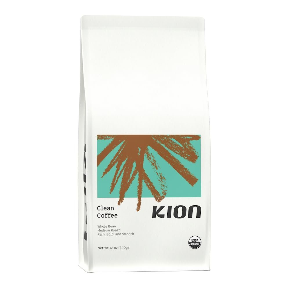 Kion Organic Whole Bean Coffee, Tested for Toxins, Ethically Sourced, Rich, Bold, and Smooth, Medium Roast 12 Oz (1 Pack)