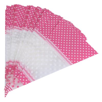 Cone Popcorn Bags Food Grade Transparent Cellophane with Ties 50PCS for Cookies Popcorn Nuts Candy Mints Chocolates Raisins ( 4