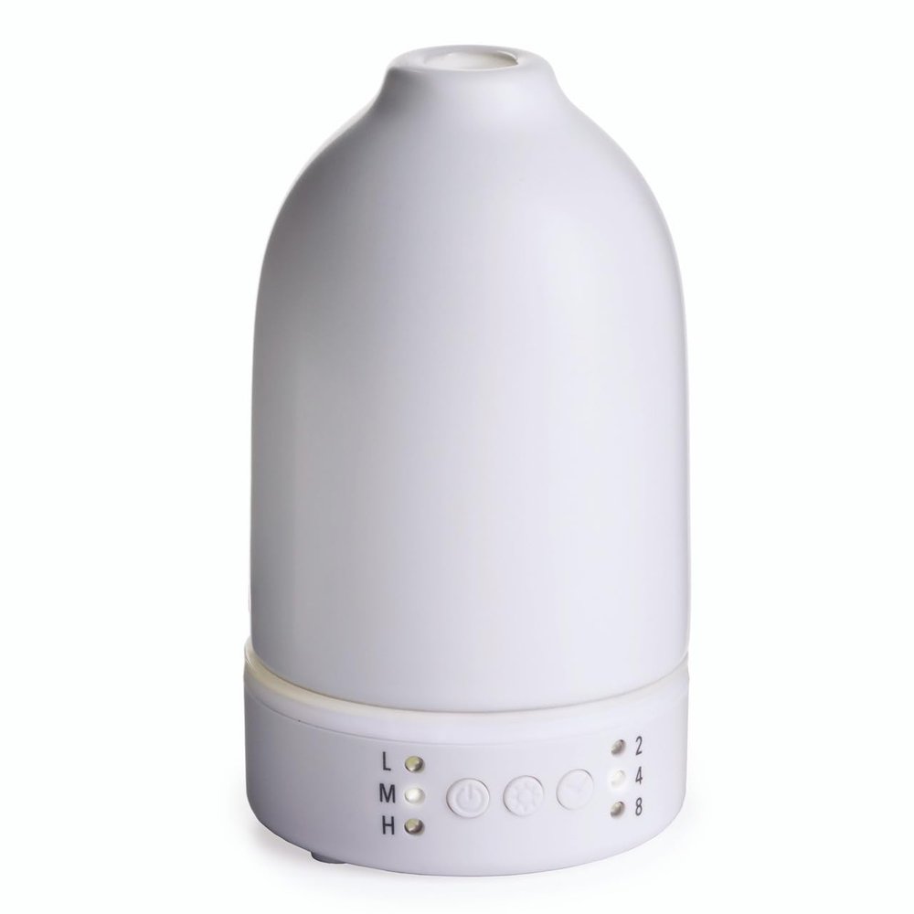 Airome Nebulizer Essential Oil Diffuser|Waterless and No Heat Aromatherapy Diffuser, White LED Light, Intermittent & Continual Mist, Timer and Auto Shut-Off, Snow