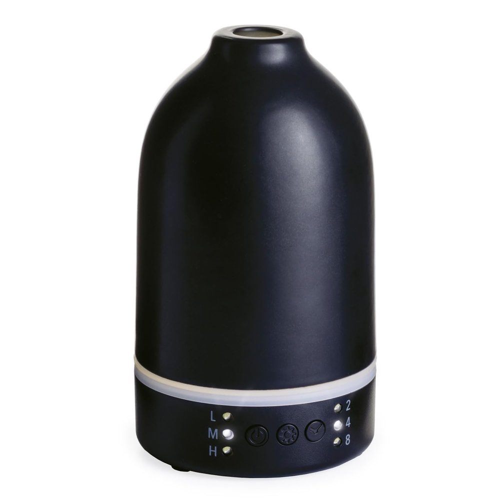 Airome Nebulizer Essential Oil Diffuser|Waterless and No Heat Aromatherapy Diffuser, White LED Light, Intermittent & Continual Mist, Timer and Auto Shut-Off, Onyx